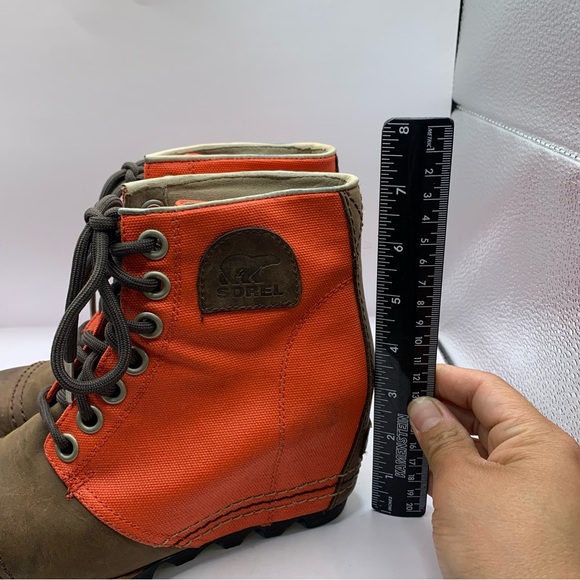 Sorel PDX Bonfire Orange Wedge Ankle Boots Booties Size 6 - Picture 4 of 8